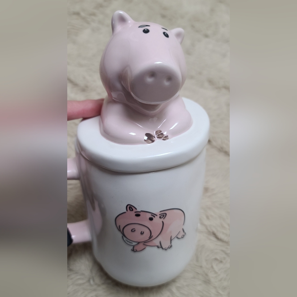 Vintage Rae Dunn Cute Pink Pig Mug with Lid, Pixar Colab Hamm With Tags - Picture 13 of 14